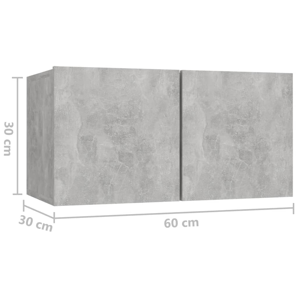 vidaXL Hanging TV Cabinets 2 pcs Concrete Grey 60x30x30 cm