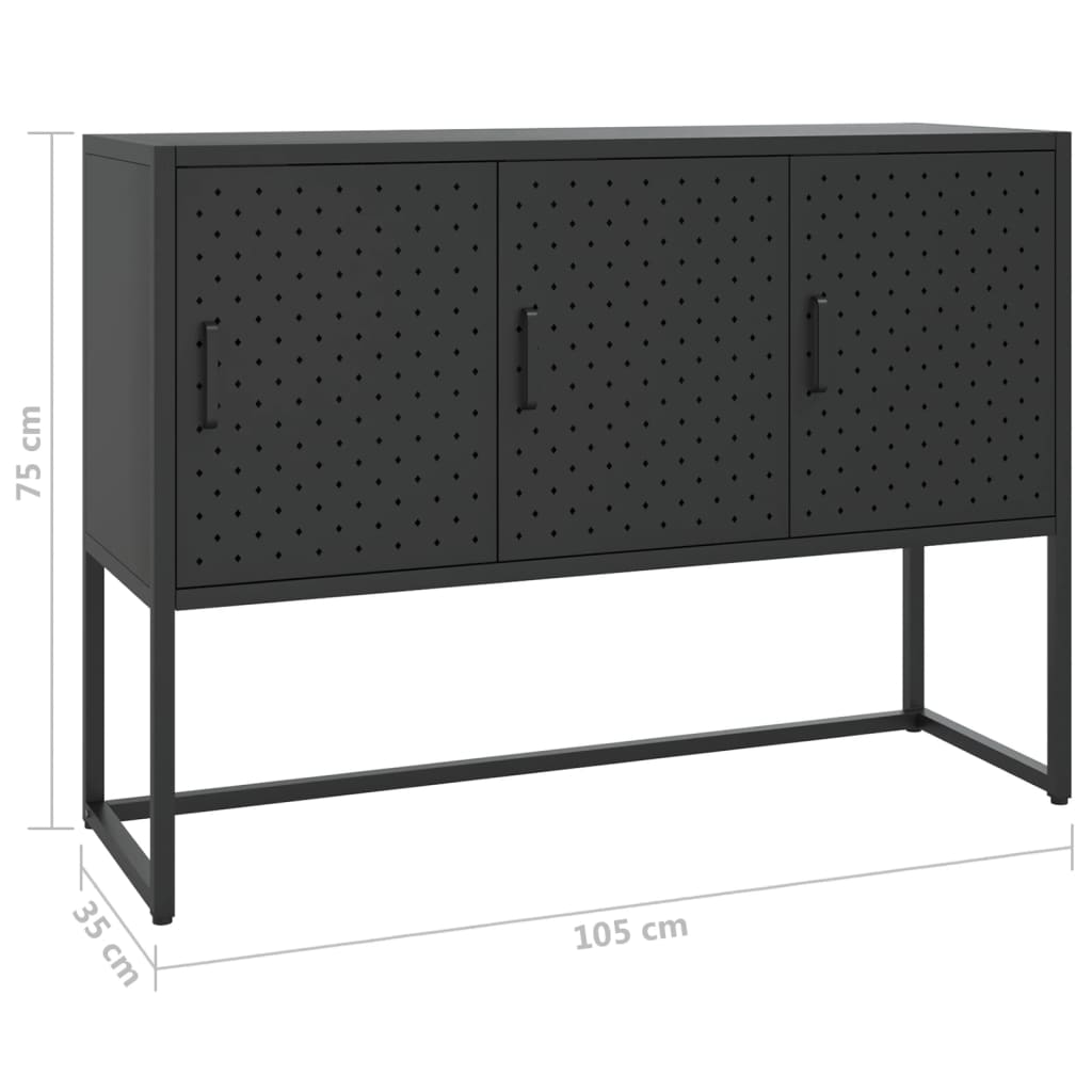 vidaXL Sideboard | Black | Steel | Medium | Sideboard | Rectangular | Modern