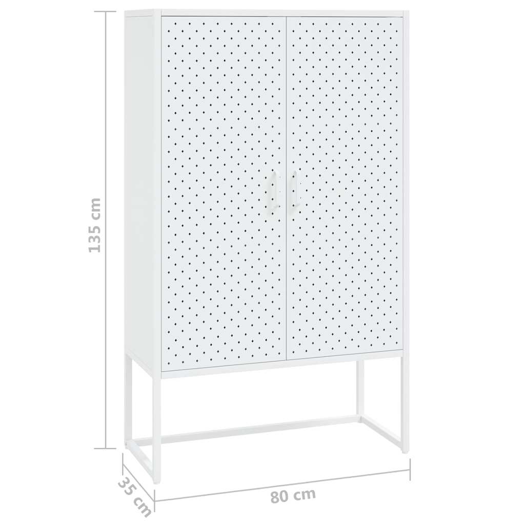 335875 vidaXL Highboard White 80x35x135 cm Steel