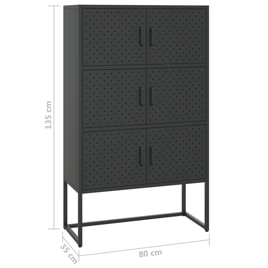 vidaXL Highboard | Black | Steel | Medium | Highboard Cabinet | Rectangular
