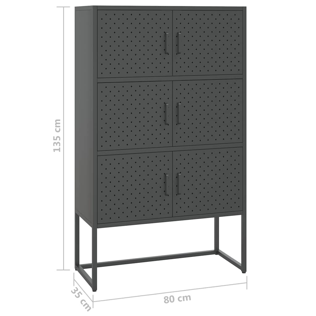 335879 vidaXL Highboard Anthracite 80x35x135 cm Steel