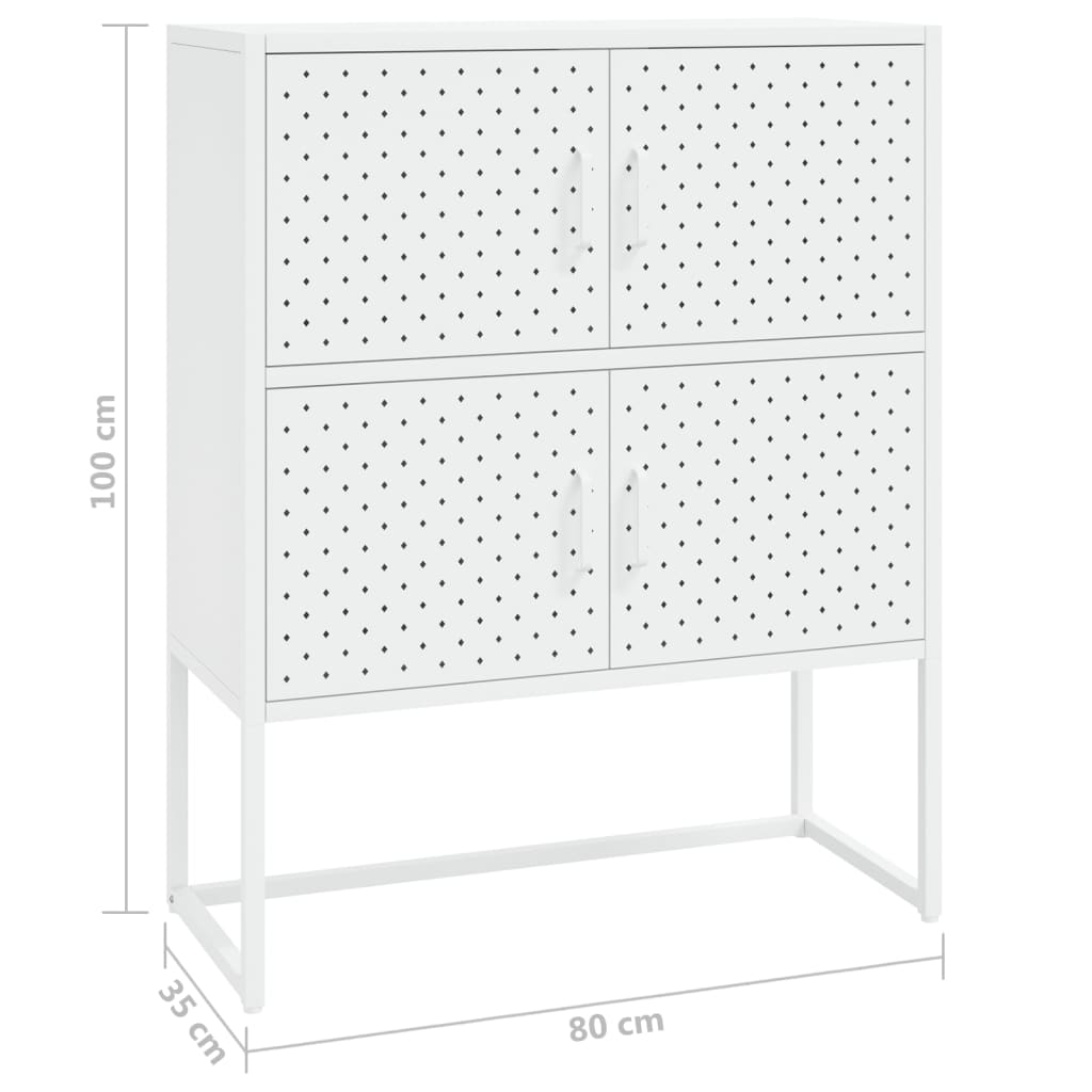 vidaXL Highboard White 80x35x100 cm Steel