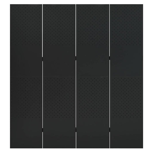 vidaXL 4-Panel Room Divider Black 160x180 cm Steel