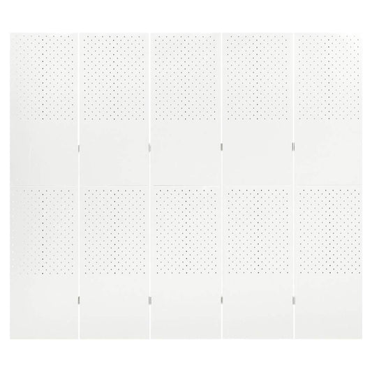335902 vidaXL 5-Panel Room Divider White 200x180 cm Steel