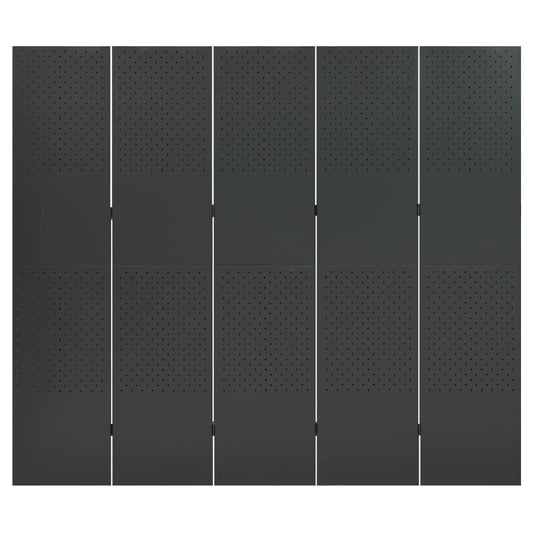 vidaXL 5-Panel Room Divider Anthracite 200x180 cm Steel