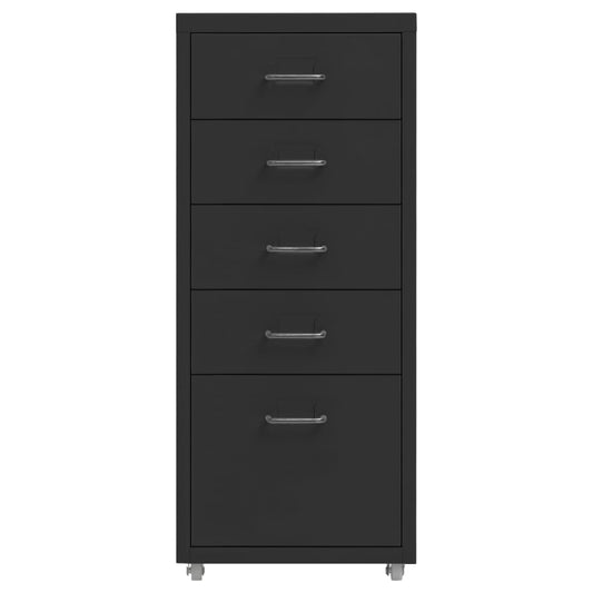 vidaXL Mobile File Cabinet | Black | Metal | Medium | Mobile File Cabinet
