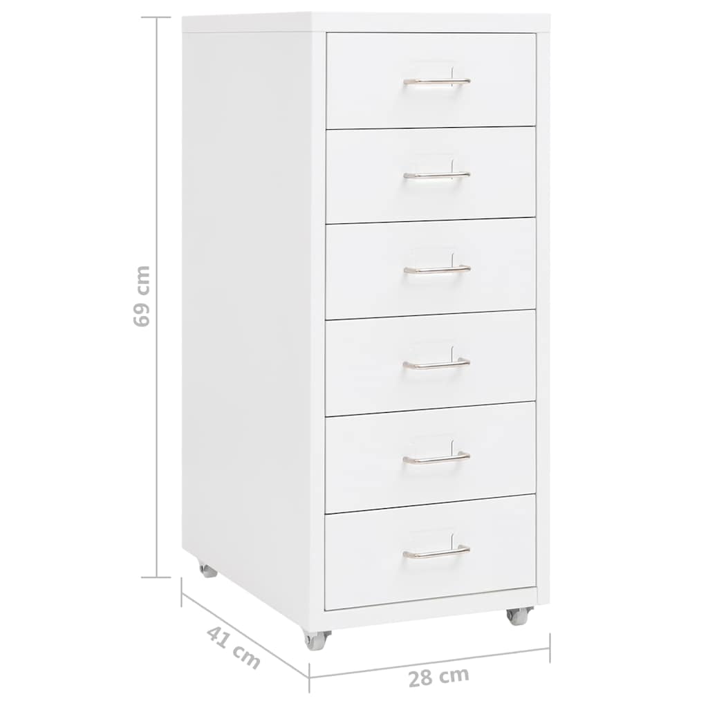 vidaXL Mobile File Cabinet White 28x41x69 cm Metal