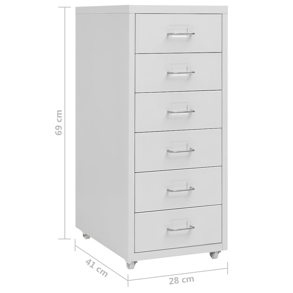 vidaXL Mobile File Cabinet Grey 28x41x69 cm Metal