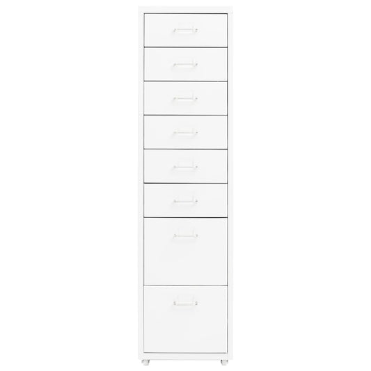 vidaXL Mobile File Cabinet | White | Metal | Tall and slim | Rollable