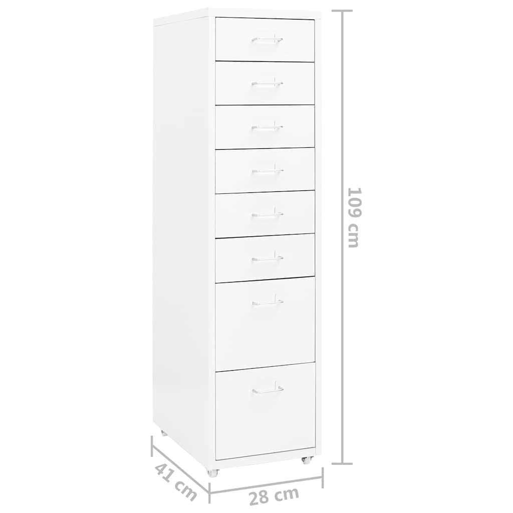 vidaXL Mobile File Cabinet White 28x41x109 cm Metal