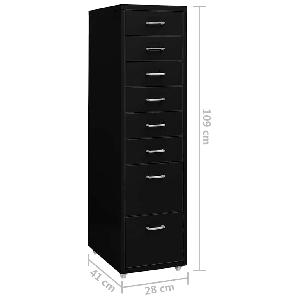 vidaXL Mobile File Cabinet Black 28x41x109 cm Metal