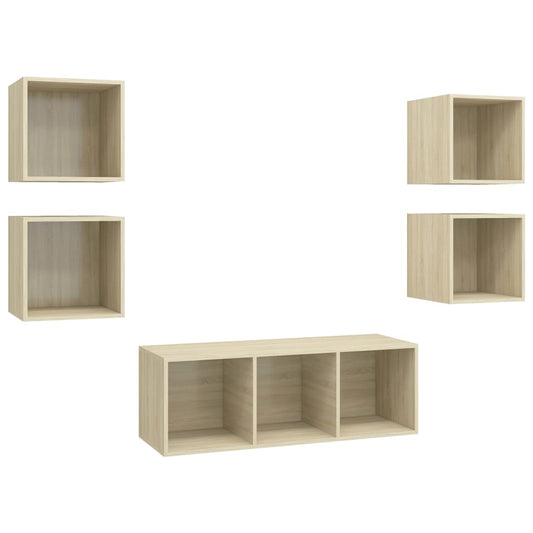 vidaXL 5 Piece TV Cabinet Set Sonoma Oak Engineered Wood