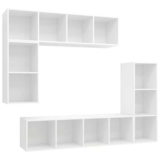 vidaXL 4 Piece TV Cabinet Set White Engineered Wood