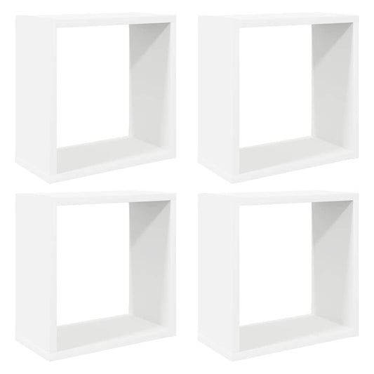 806999 vidaXL Wall Cube Shelves 4 pcs White 30x15x30 cm