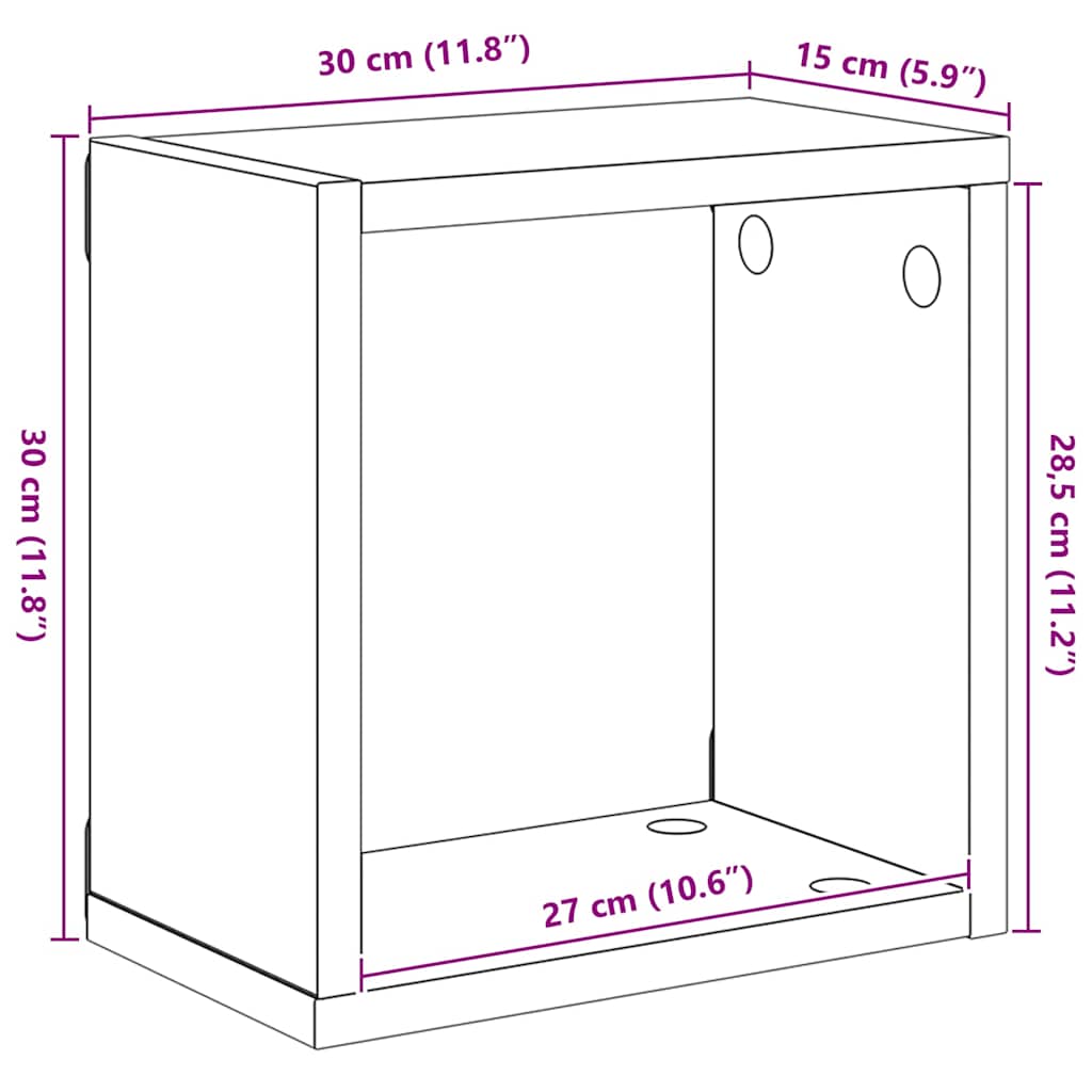 806999 vidaXL Wall Cube Shelves 4 pcs White 30x15x30 cm