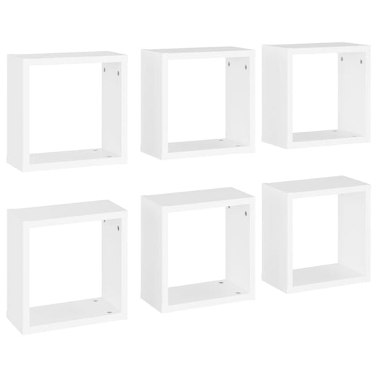 vidaXL Cube Shelf | Set of 6 | White | Engineered wood | 30x15x30 cm per cube