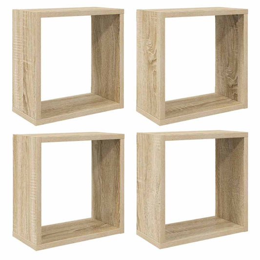 807008 vidaXL Wall Cube Shelves 4 pcs Sonoma Oak 30x15x30 cm