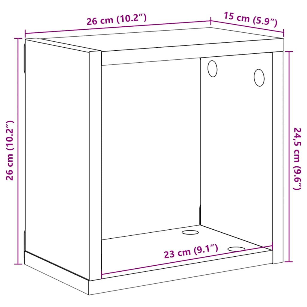vidaXL Wall Cube Shelves 6 pcs White 26x15x26 cm