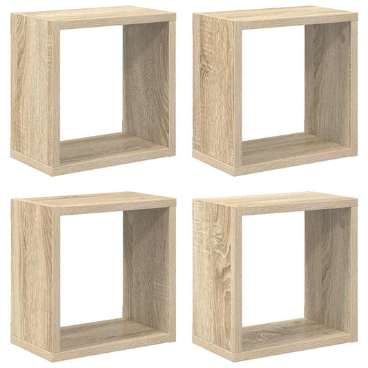 vidaXL Wall Cube Shelves 4 pcs Sonoma Oak 26x15x26 cm