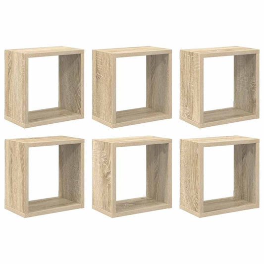 vidaXL Wall Cube Shelves 6 pcs Sonoma Oak 26x15x26 cm
