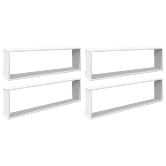 vidaXL Wall Cube Shelf 4 pcs White 100x15x30 cm Engineered Wood