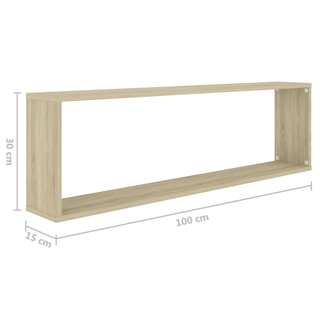 vidaXL Wall Cube Shelf 4 pcs Sonoma Oak 100x15x30 cm Engineered Wood