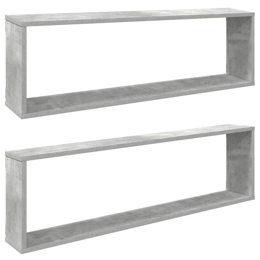 vidaXL Wall Cube Shelves 2 pcs Concrete Grey 100x15x30 cm