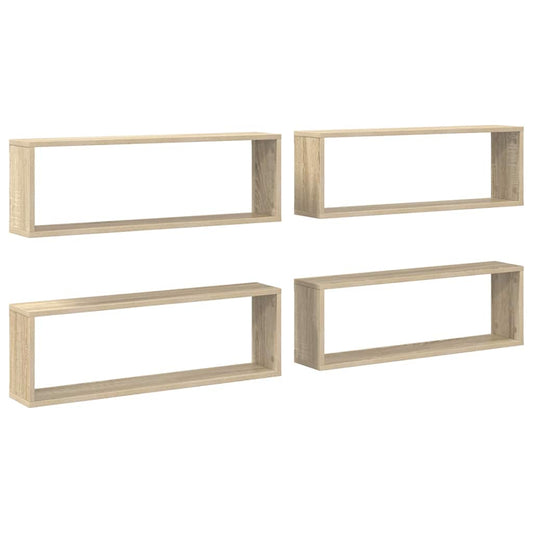 807116 vidaXL Wall Cube Shelves 4 pcs Sonoma Oak 80x15x26,5 cm Engineered Wood