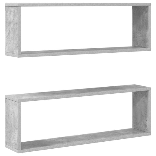vidaXL Wall Cube Shelves 2 pcs Concrete Grey 80x15x26.5 cm