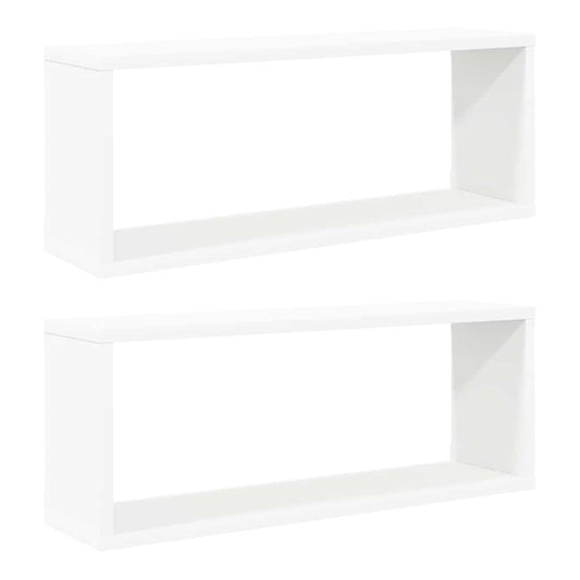 807133 vidaXL Wall Cube Shelves 2 pcs White 60x15x23 cm Engineered Wood
