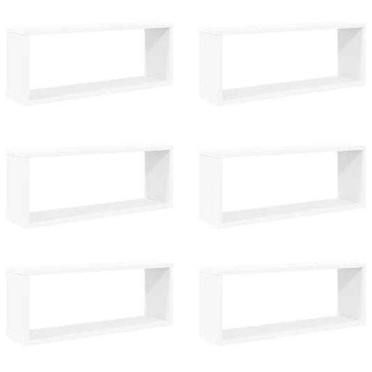 vidaXL Wall Cube Shelf 6 pcs White 60x15x23 cm Engineered Wood