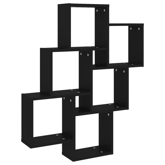 vidaXL Wall Shelf | Black | Engineered Wood | Medium | Wall Shelf | Cubic