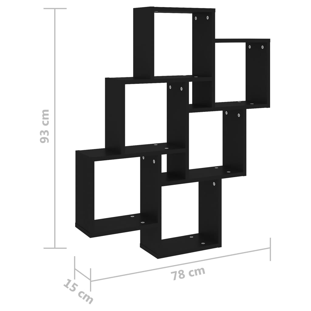 vidaXL Wall Shelf | Black | Engineered Wood | Medium | Wall Shelf | Cubic