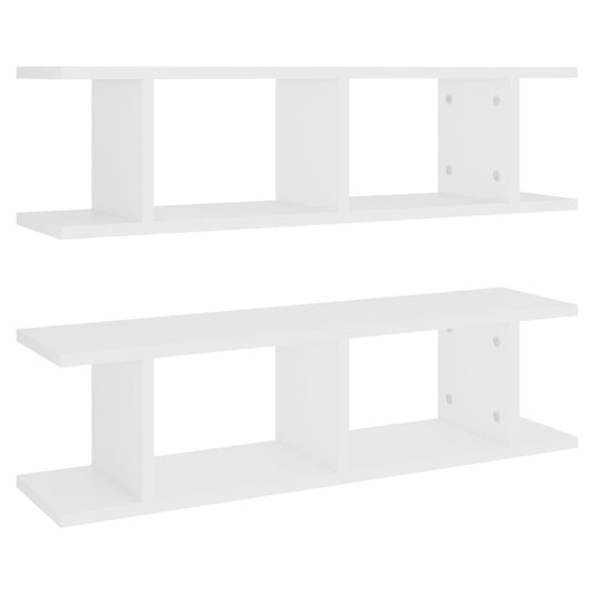 vidaXL Wall Shelf | Set of 2 | White | Engineered wood | 75x18x20 cm