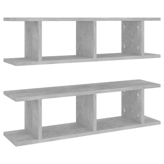 807191 vidaXL Wall Shelves 2 pcs Concrete Grey 75x18x20 cm Engineered Wood