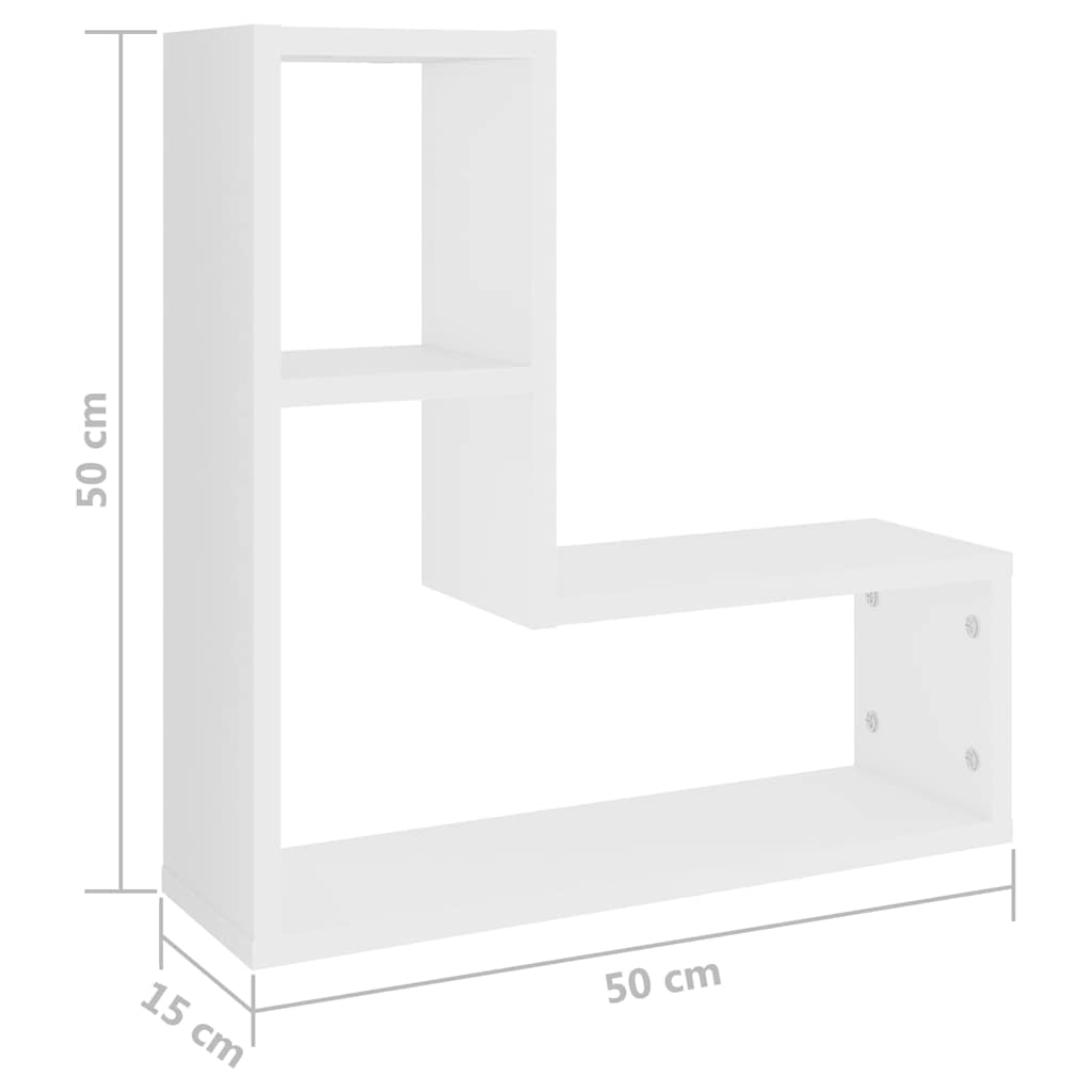 807214 vidaXL Wall Shelves 2 pcs White 50x15x50 cm Engineered Wood