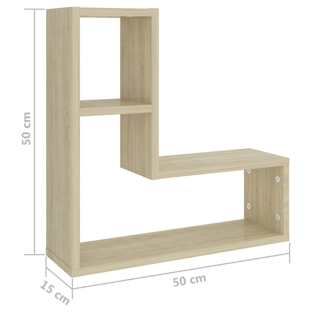 807217 vidaXL Wall Shelves 2 pcs Sonoma Oak 50x15x50 cm Engineered Wood