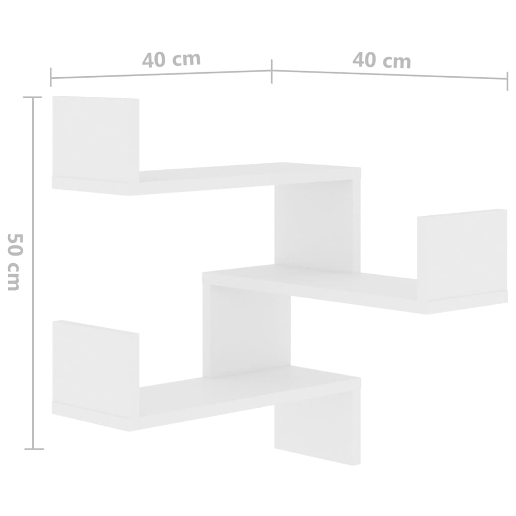 vidaXL Wall shelves Wall-Mounted White 40 x 40 x 49.5 cm