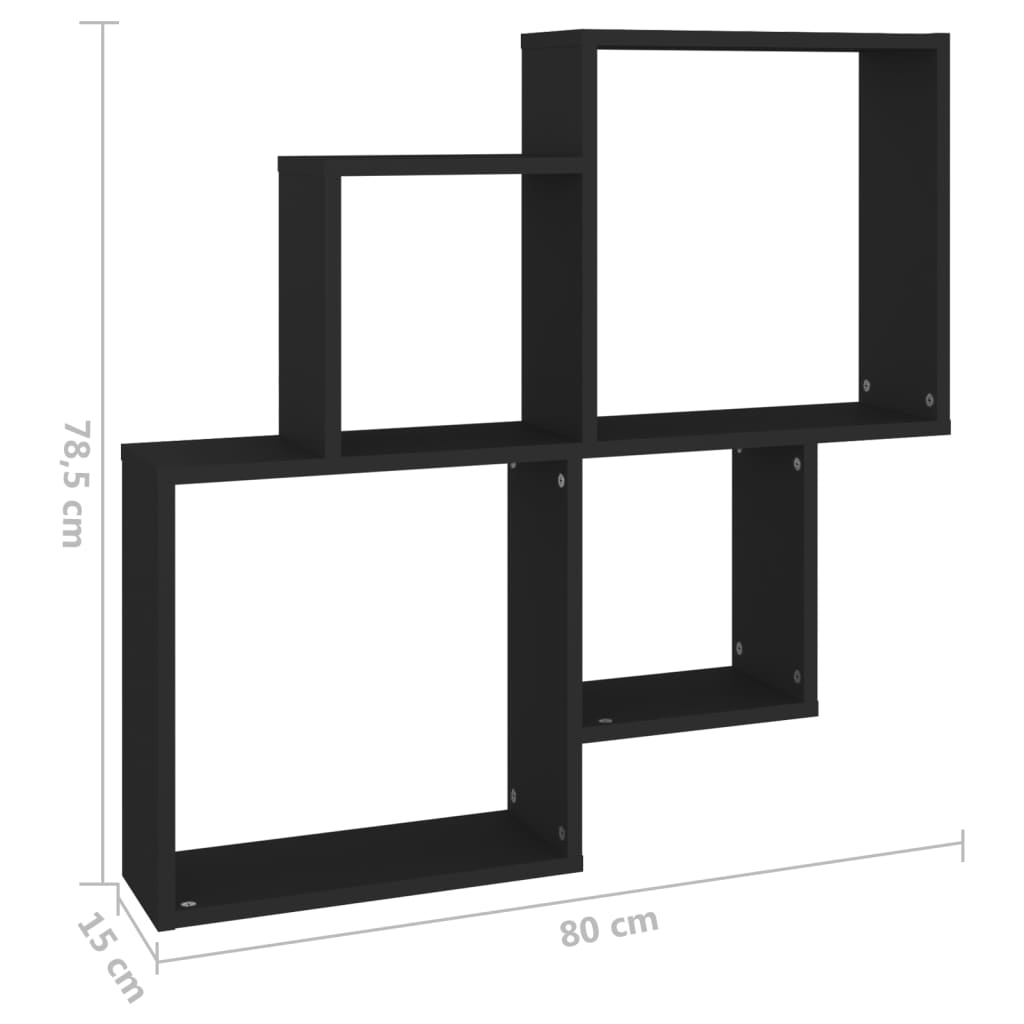 vidaXL Wall Cube Shelf | Black | Engineered wood | Medium | Wall mounting