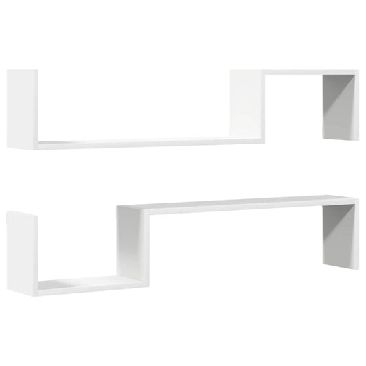 807268 vidaXL Wall Shelves 2 pcs White 100x15x20 cm Engineered Wood