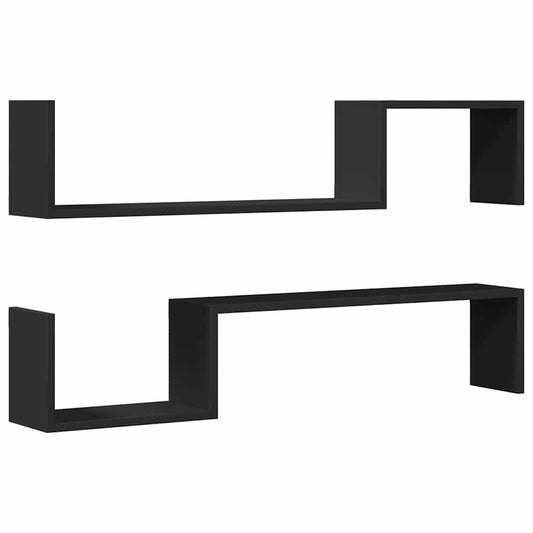 807269 vidaXL Wall Shelves 2 pcs Black 100x15x20 cm Engineered Wood