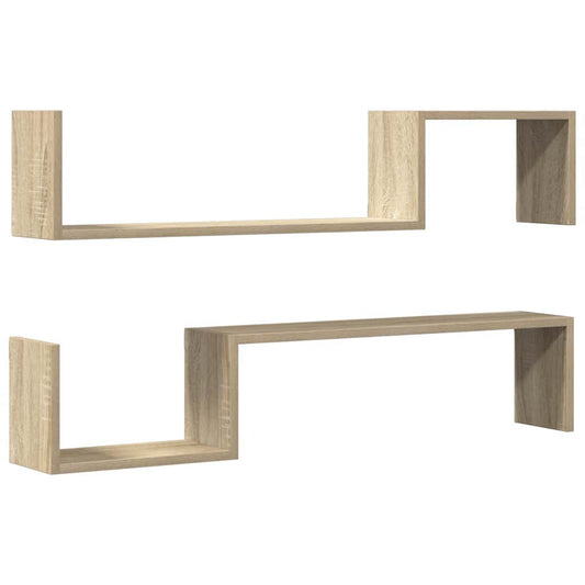 807271 vidaXL Wall Shelves 2 pcs Sonoma Oak 100x15x20 cm Engineered Wood