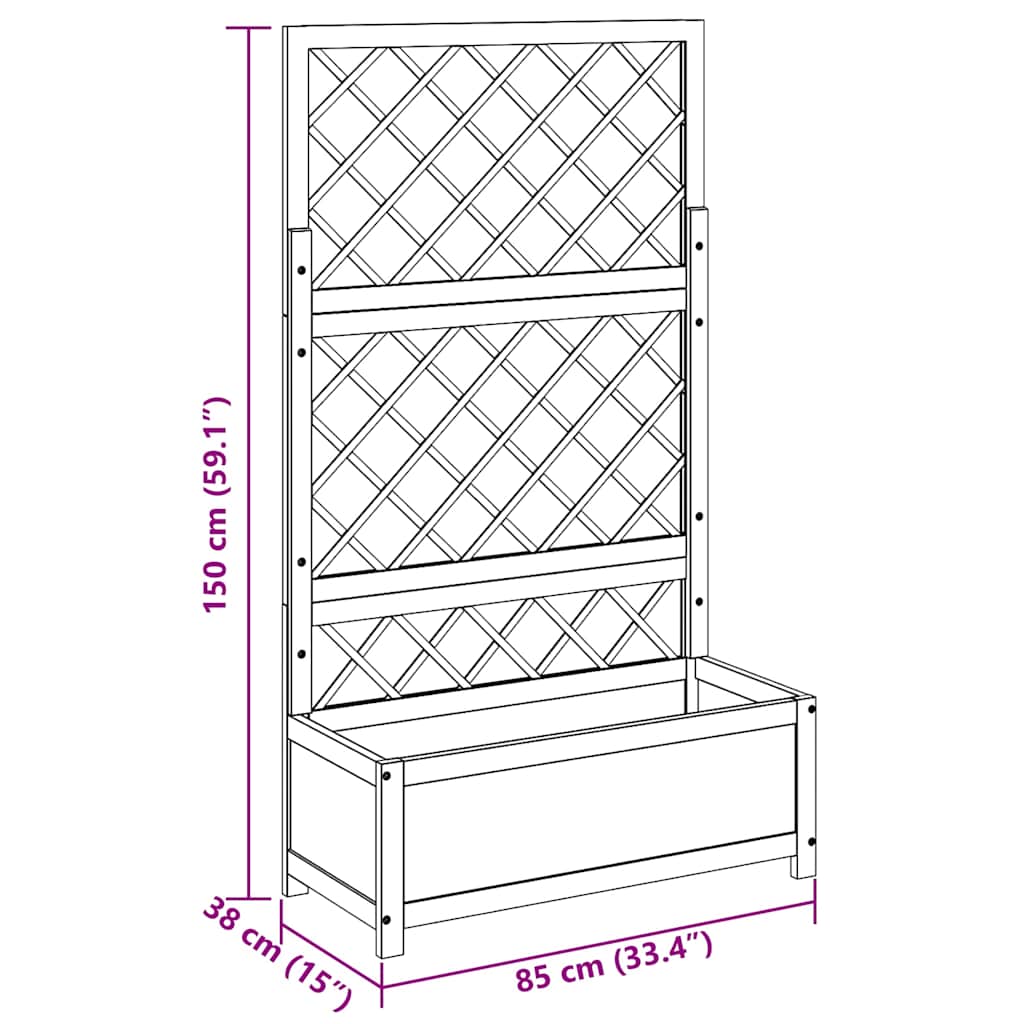 316542 vidaXL Raised Bed with Trellis 85x38x150 cm Solid Acacia Wood