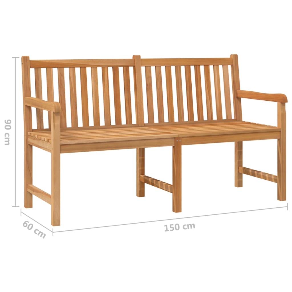 vidaXL Garden Bench | Teak | Solid Teak Wood | 150 cm | Sturdy | Garden Bench