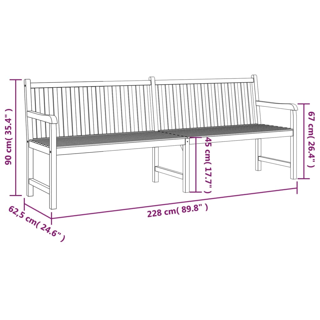vidaXL Garden Bench | Warm Teak Wood | Fine Sanded Teak Hardwood | Large