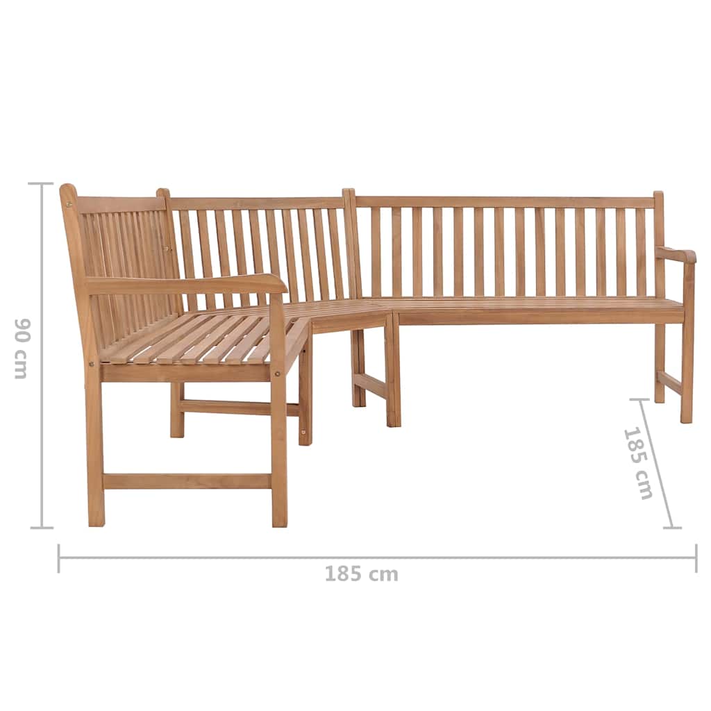 316625 vidaXL Garden Corner Bench 185x185x90 cm Solid Teak Wood