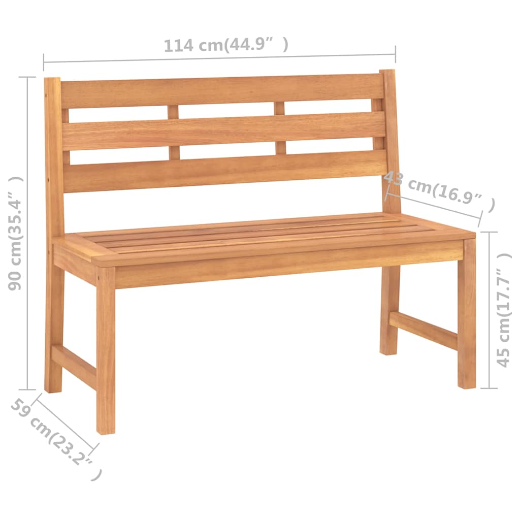 316634 vidaXL Garden Bench 114 cm Solid Teak Wood