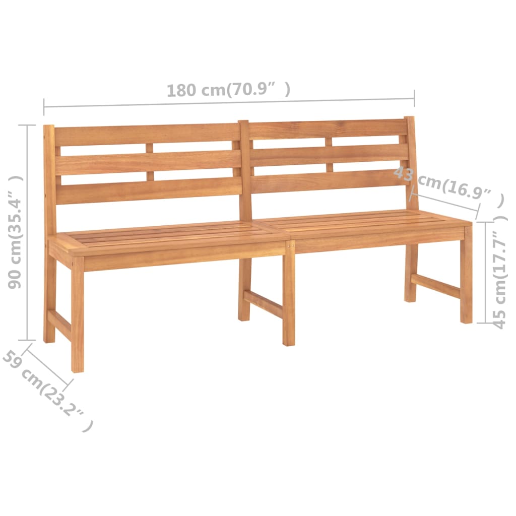 vidaXL Garden Bench 180 cm Solid Teak Wood