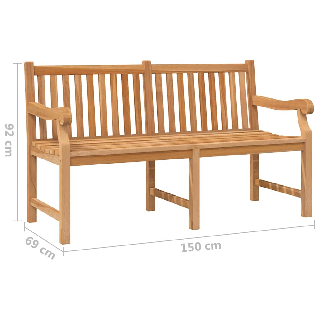 vidaXL Garden Bench 150 cm Solid Teak Wood