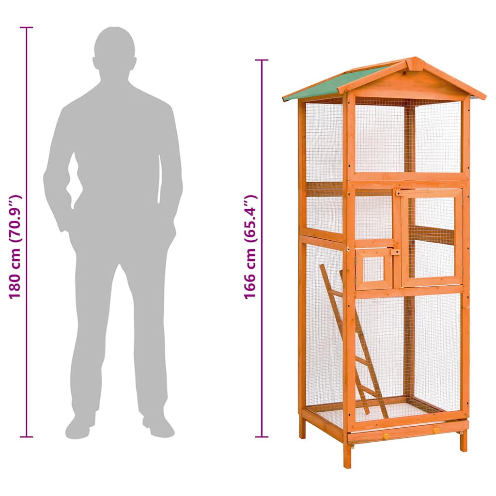 vidaXL Bird Cage 68x62x166 cm Solid Firwood